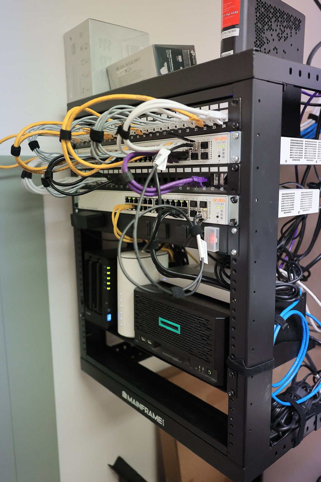 A tidy microserver rack set up for a cloud clinic