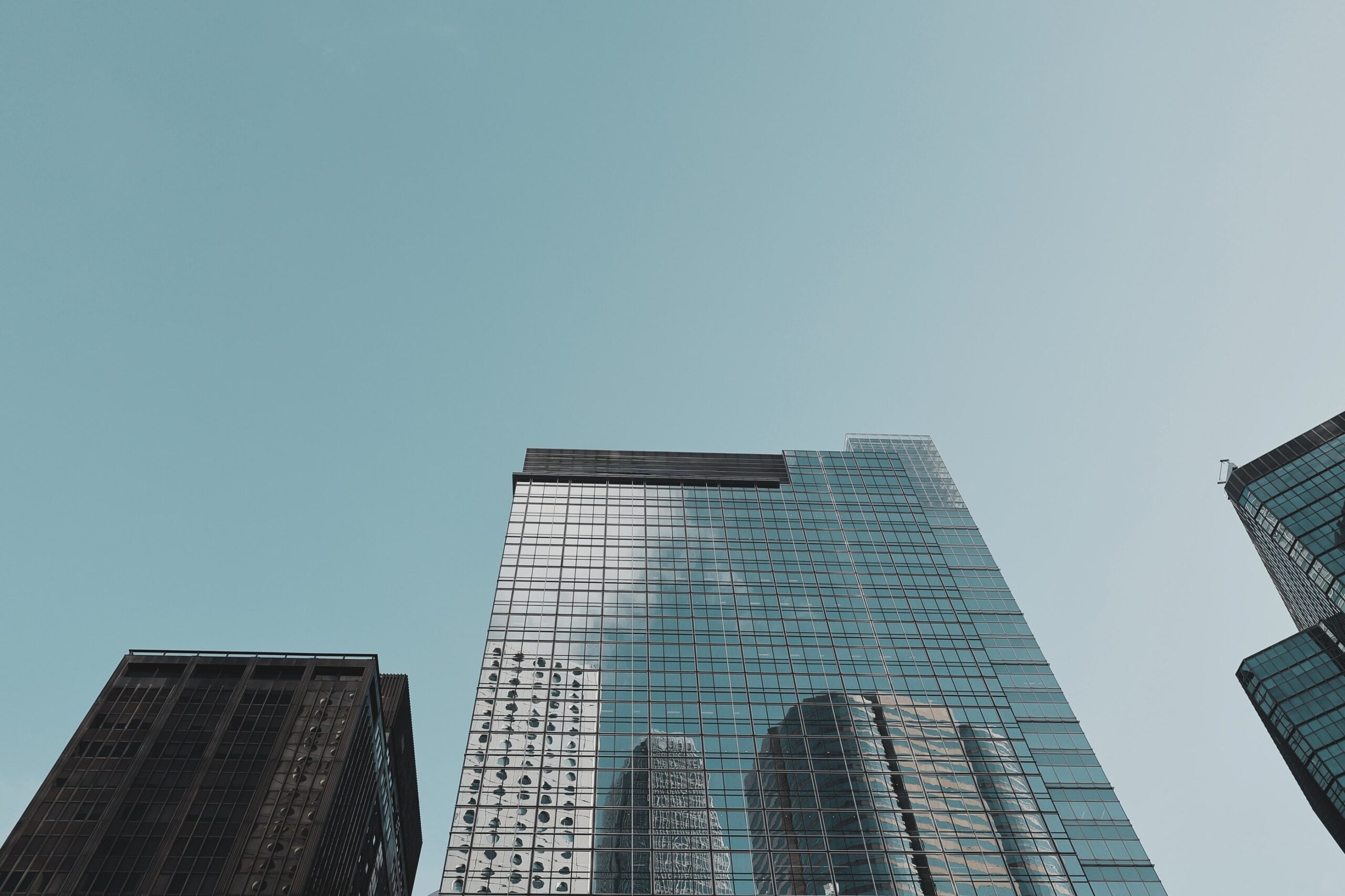 Looking up at Hong Kong skyscraper skylines